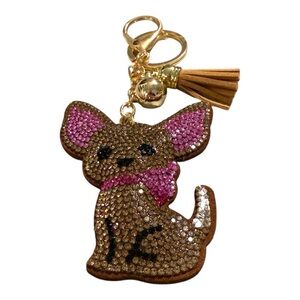 Chihuahua Puppy Keychain / Bag Charm – Rhinestone Bling with Tassel